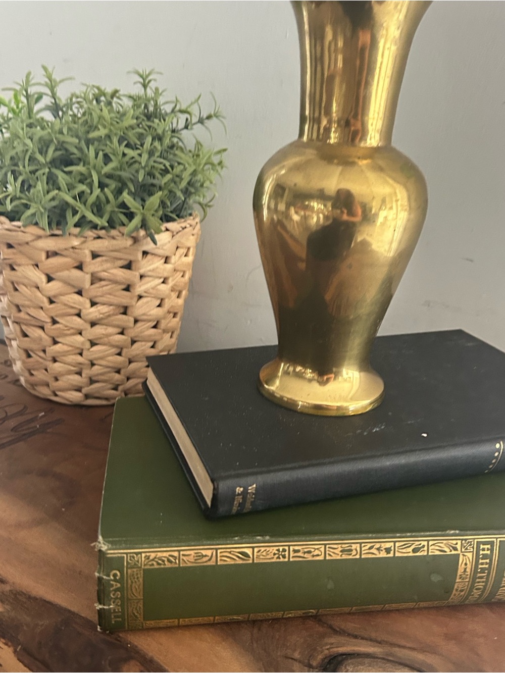 Solid Brass 8”H Vase urn style MCM mid century Decor